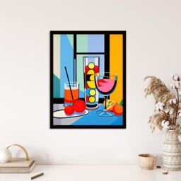 Wee Blue Coo Wall Art Print Cocktail Party Vibrant Geometric Graphic Design Kitchen Painting Art Framed - Size: A4 - thumbnail 4