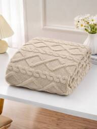 Dyzi Cable Style Blanket - Extrasoft Textured Decorative Throw 150 x 200cm in Taupe - Size: 150 cm x 200 cm - thumbnail 5