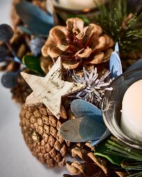 Dibor Set of 2 Moonlight Blue Round Table Centrepiece Christmas Decoration Candle Holders Tealight Holder 30cm - Size: 2 Pack - thumbnail 4