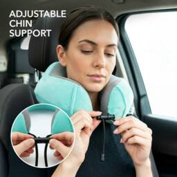 Lugg Travel Memory Foam Neck Pillow with Buckle - Ergonomic Neck Support in Turquoise - thumbnail 6
