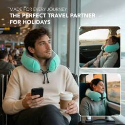 Lugg Travel Memory Foam Neck Pillow with Buckle - Ergonomic Neck Support in Turquoise - thumbnail 5