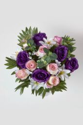 Homescapes Rose & Lily Bouquet, Pink & Purple Set of 2 - thumbnail 5