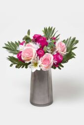 Homescapes Rose & Lily Bouquet, Pink & Purple Set of 2 - thumbnail 4