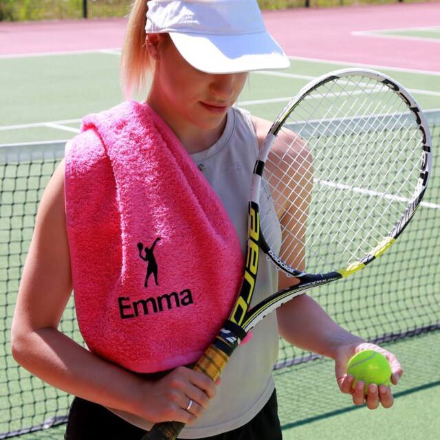 Duncan Stewart Personalised Tennis Court Towel in Pink - image 1