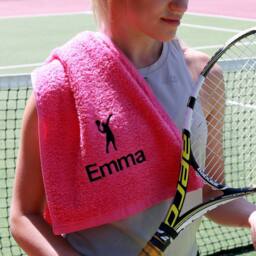 Duncan Stewart Personalised Tennis Court Towel in Pink - thumbnail 2