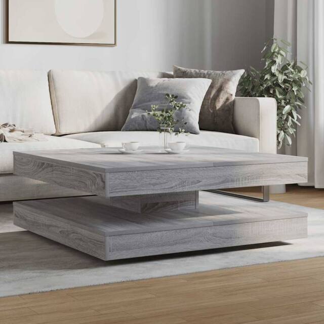 Berkfield Home Modern Coffee Table 360-Degree Rotatable Grey Sonoma 90x90x34.5 cm - image 1