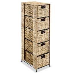 Berkfield Home Storage Unit with 5 Baskets 25.5x37x100 cm Water Hyacinth in Brown - thumbnail 1