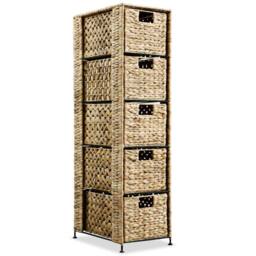 Berkfield Home Storage Unit with 5 Baskets 25.5x37x100 cm Water Hyacinth in Brown - thumbnail 4