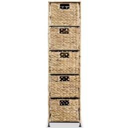 Berkfield Home Storage Unit with 5 Baskets 25.5x37x100 cm Water Hyacinth in Brown - thumbnail 2