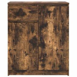Berkfield Home Sideboard with Drawer Smoked Oak 71x35x84 cm Engineered Wood in Brown - Size: 71 x 35 x 84 cm - thumbnail 6