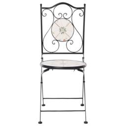 Wyld and Coco Wrought Iron Bistro Set Black Mosaic Tile Table 2 Folding Chairs - thumbnail 7