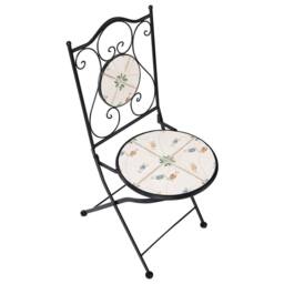 Wyld and Coco Wrought Iron Bistro Set Black Mosaic Tile Table 2 Folding Chairs - thumbnail 8