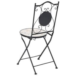 Wyld and Coco Wrought Iron Bistro Set Black Mosaic Tile Table 2 Folding Chairs - thumbnail 9