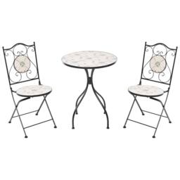 Wyld and Coco Wrought Iron Bistro Set Black Mosaic Tile Table 2 Folding Chairs - thumbnail 3