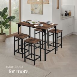 tectake Dining Table With 4 Bar Stools Edinburgh in Brown - Size: 4 Person - thumbnail 7