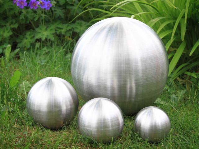 Primrose Brushed Stainless Steel Gazing Globe Sphere Garden Ornament 28cm in Silver - image 1
