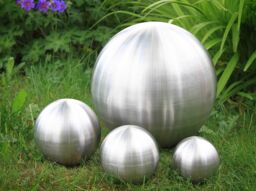 Primrose Brushed Stainless Steel Gazing Globe Sphere Garden Ornament 28cm in Silver - thumbnail 1