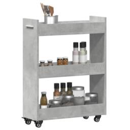 Berkfield Home Cabinet with Wheels Concerte Grey 60x22x79 cm Engineered Wood - Size: 60 x 22 x 79 cm - thumbnail 4