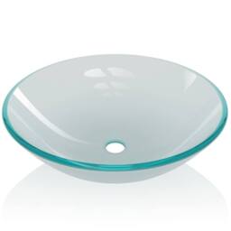 Berkfield Home Stylish Basin Tempered Glass 42 cm Frosted in White