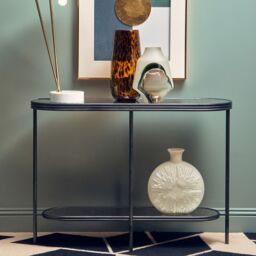 Orsina Rectangular Coffee Table, Ample Storage Modern Console Table, Easy To Maintain Console Table With Storage in Black - thumbnail 1