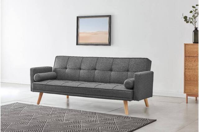 Home Detail Sarnia Sofa Bed Tufted Design Linen Fabric With Bolster Cushions in Charcoal - image 1