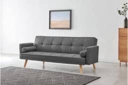 Home Detail Sarnia Sofa Bed Tufted Design Linen Fabric With Bolster Cushions in Charcoal