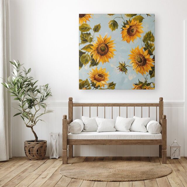 "Warren Reed - Designer Summer Sunflowers Canvas - Size: W30"" x H30""" - image 1