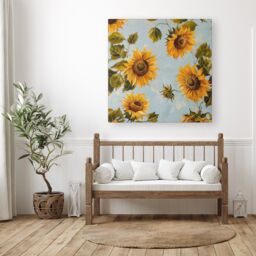 "Warren Reed - Designer Summer Sunflowers Canvas - Size: W30"" x H30""" - thumbnail 1