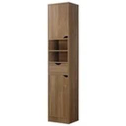 Havendro Wooden Tall 2 Door Shelves Bathroom Cabinet Storage Oak in Light Oak