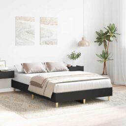 Berkfield Home Bed Frame No Mattress Black 120x190 cm Small Double Engineered Wood - thumbnail 3