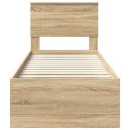 Berkfield Home Bed Frame with Headboard Sonoma Oak 75 x 190 cm Solid Pine Wood in Brown - thumbnail 7