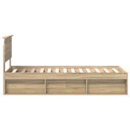 Berkfield Home Bed Frame with Headboard Sonoma Oak 75 x 190 cm Solid Pine Wood in Brown - thumbnail 8