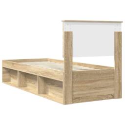 Berkfield Home Bed Frame with Headboard Sonoma Oak 75 x 190 cm Solid Pine Wood in Brown - thumbnail 9