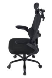 Living and Home Ergonomic Mesh Office Chair with Adjustable Headrest & Lumbar Support in Black - thumbnail 4