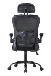 Living and Home Ergonomic Mesh Office Chair with Adjustable Headrest & Lumbar Support in Black - thumbnail 5