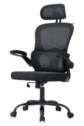 Living and Home Ergonomic Mesh Office Chair with Adjustable Headrest & Lumbar Support in Black - thumbnail 3