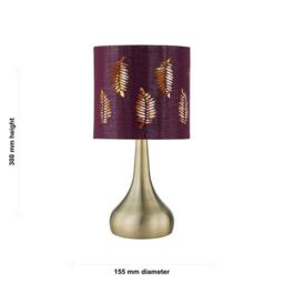 First Choice Lighting Romana - Antique Brass Touch Table Lamp with Burgundy Fern Shade in Bronze - thumbnail 4
