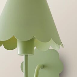 ValueLights Hattie Pair of Rechargeable Metal Scalloped Edge Wall Lights in Pale Green - thumbnail 5
