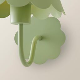ValueLights Hattie Pair of Rechargeable Metal Scalloped Edge Wall Lights in Pale Green - thumbnail 6
