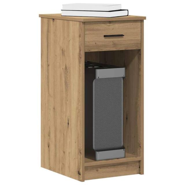 Berkfield Home Computer Tower Stand with Drawer Artisan Oak 35x45x77 cm in Brown - Size: 35 x 45 x 77 cm - image 1