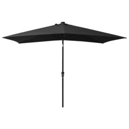 Berkfield Home Parasol with LEDs & Steel Pole Black 2x3 m - thumbnail 3