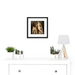 Artery8 Kremlicka Three Women In Bath Painting 8X8 Inch Square Wooden Framed Wall Art Print Picture with Mount in Black - thumbnail 2