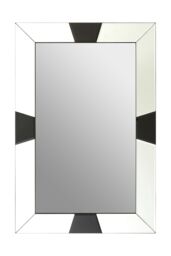 Orsina Milania Black Bevelled Border Detail Wall Mirror in Silver - thumbnail 1