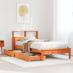 Berkfield Home Bookcase Bed without Mattress Wax Brown 90x190 cm Single Solid Wood Pine - thumbnail 1