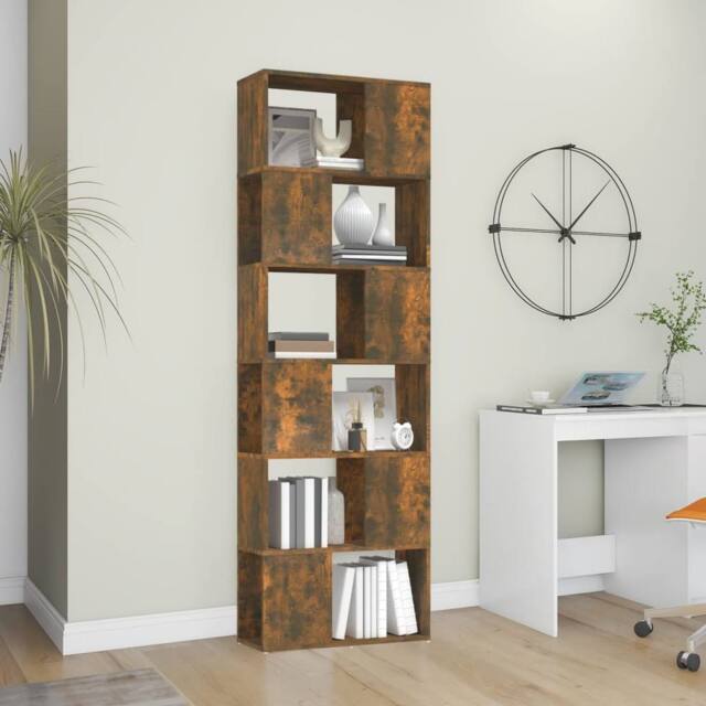 Berkfield Home Classic Book Cabinet/Room Divider Smoked Oak 60x24x186 cm in Brown - Size: 60 x 24 x 186 cm - image 1
