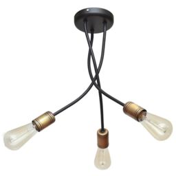 Netlighting Harvard Multi Arm Semi Flush Ceiling Light Black Patina 36cm - thumbnail 2