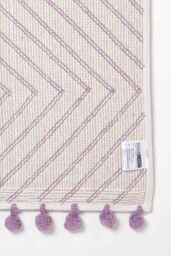 Homescapes Bath Mat Tufted Zig Zag 100% Cotton with Pom Pom Edges in Purple - thumbnail 5