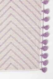 Homescapes Bath Mat Tufted Zig Zag 100% Cotton with Pom Pom Edges in Purple - thumbnail 4