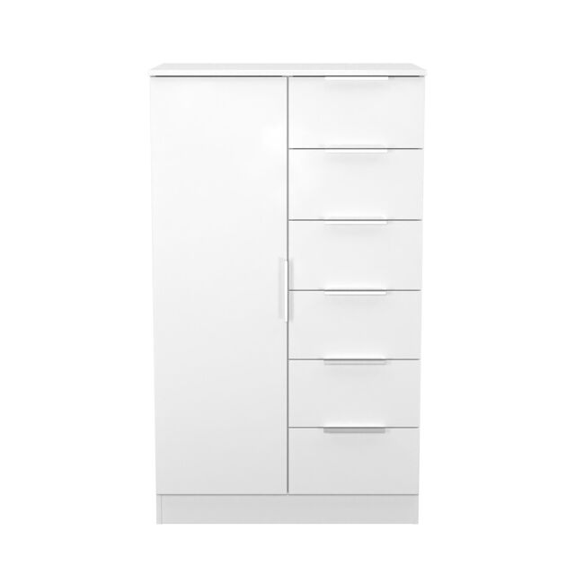 Ready Assembled 2 U Dover 1 Door 5 Drawer Kids Robe (Ready Assembled) in White - image 1