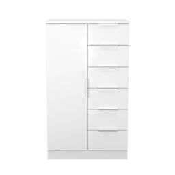 Ready Assembled 2 U Dover 1 Door 5 Drawer Kids Robe (Ready Assembled) in White - thumbnail 1